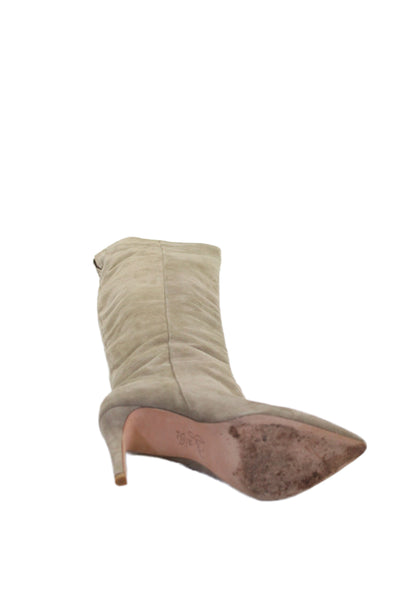 Joie Women Leather Suede Knee High Stiletto Boots Beige Size 8