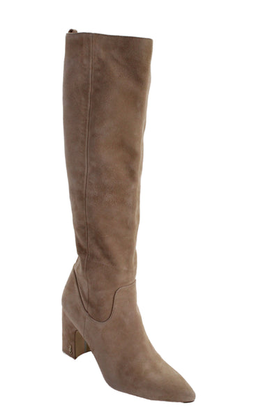 Sam Edelman Womens Leather Suede Knee High Block Heel Boots Brown Size 7.5