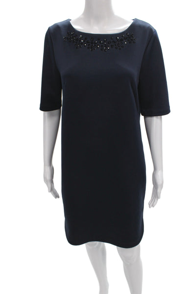 Aqua Women Mini Dress Short Sleeve Zip Round Neck Multicolor Size M