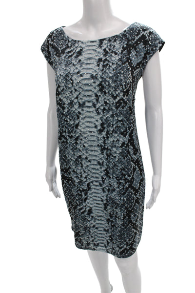 Michael Michael Kors Womens Sheath Dress Gray Animal Print Boatneck Mini Size M