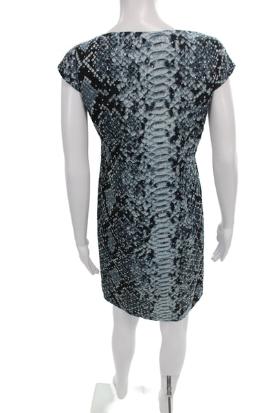 Michael Michael Kors Womens Sheath Dress Gray Animal Print Boatneck Mini Size M