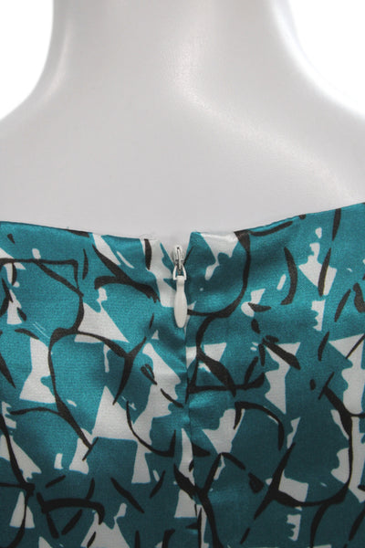 Alex Marie Womens Sheath Dress Green Boat Neck Geometric Short Sleeve Size 8