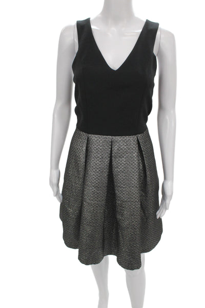 Sinequanone Womens Fit & Flare Black Cotton V-Neck Sleeveless Dress Zip Size 40