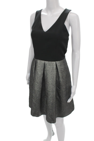 Sinequanone Womens Fit & Flare Black Cotton V-Neck Sleeveless Dress Zip Size 40