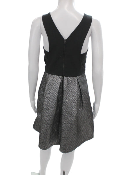 Sinequanone Womens Fit & Flare Black Cotton V-Neck Sleeveless Dress Zip Size 40