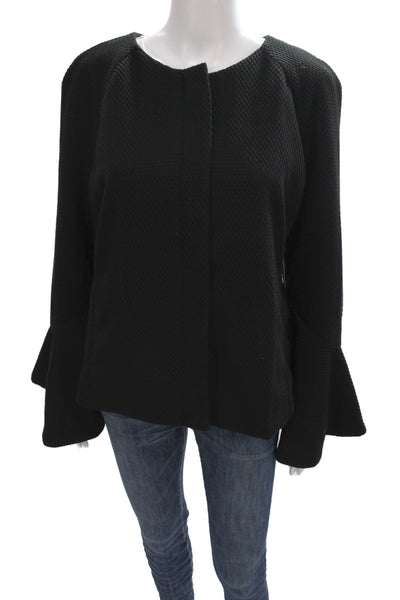 Isaac Mizrahi Women Basic Jacket Black Snap Closure Polyester Sleeve Size L