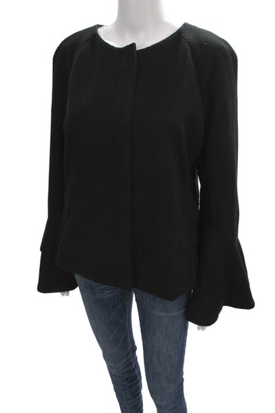 Isaac Mizrahi Women Basic Jacket Black Snap Closure Polyester Sleeve Size L