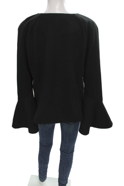 Isaac Mizrahi Women Basic Jacket Black Snap Closure Polyester Sleeve Size L