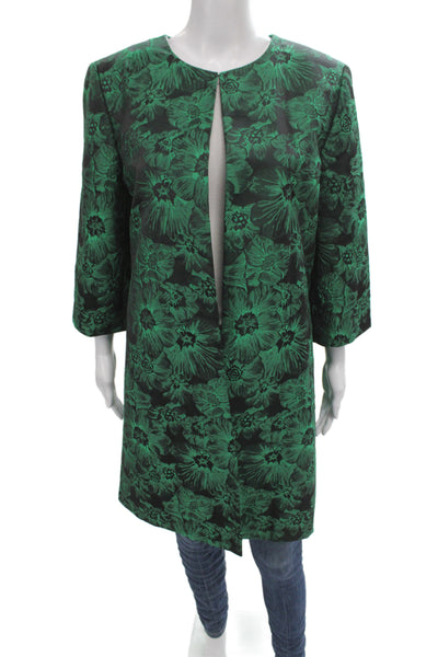 Preston And York Womens Green Floral Jacket 3/4 Sleeve Size 16