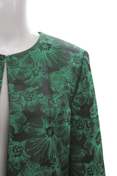 Preston And York Womens Green Floral Jacket 3/4 Sleeve Size 16