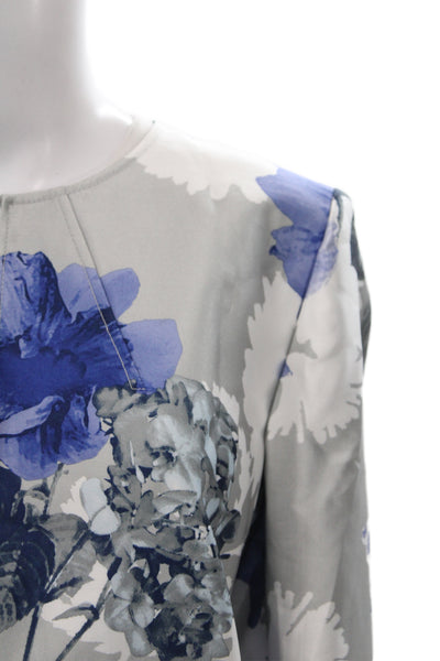 Preston And York Women Gray Floral Overcoat 100% Polyester Long Sleeve Size 16
