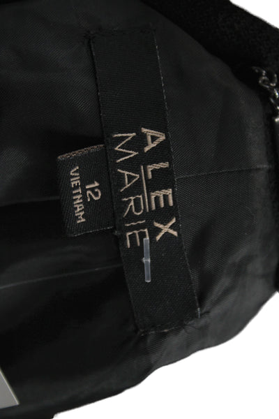 Alex Marie Women Basic Jacket Black Polyester Button Long Sleeve Size 12