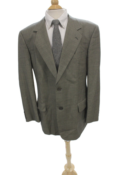 Valentino Uomo Mens Gray Rayon Check Blazer Button Size 42