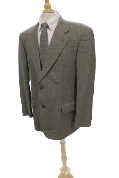 Valentino Uomo Mens Gray Rayon Check Blazer Button Size 42