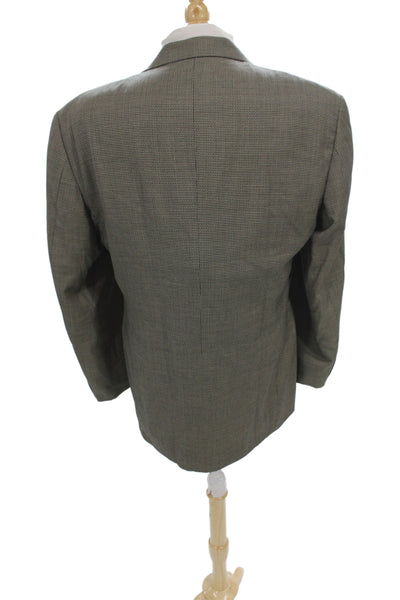 Valentino Uomo Mens Gray Rayon Check Blazer Button Size 42