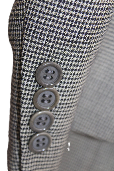 Valentino Uomo Mens Gray Rayon Check Blazer Button Size 42