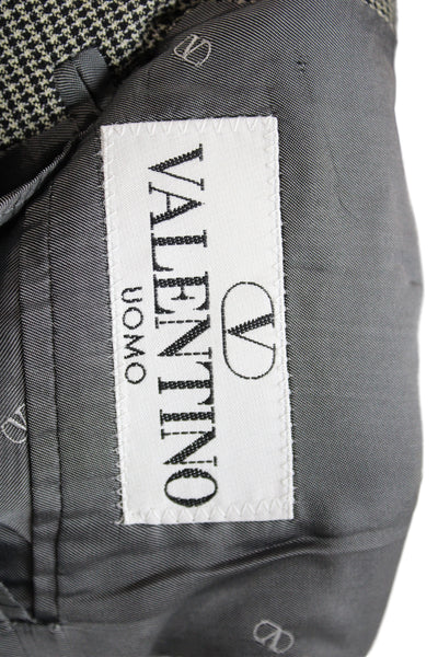Valentino Uomo Mens Gray Rayon Check Blazer Button Size 42