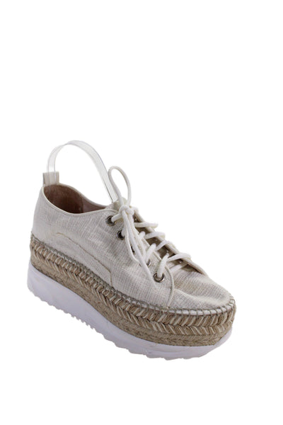Gaimo Womens Canvas Espadrille Platform Sneakers Shoes White Beige Size 10
