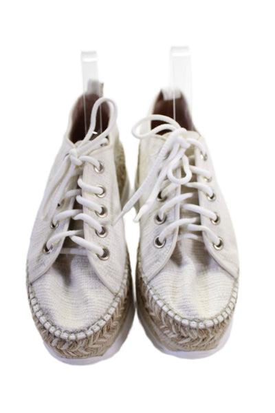 Gaimo Womens Canvas Espadrille Platform Sneakers Shoes White Beige Size 10