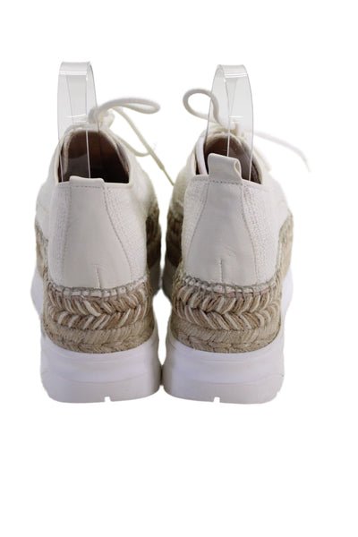 Gaimo Womens Canvas Espadrille Platform Sneakers Shoes White Beige Size 10