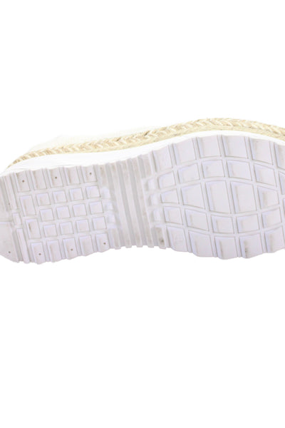 Gaimo Womens Canvas Espadrille Platform Sneakers Shoes White Beige Size 10