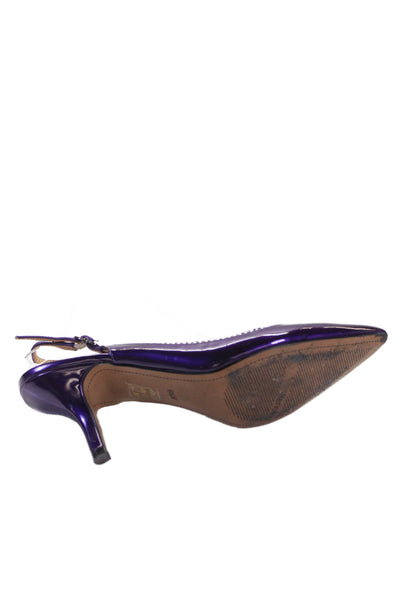 J. Renee Womens Studded Pointed Toe Slingbacks Heels Shoes Purple Size 9.5M