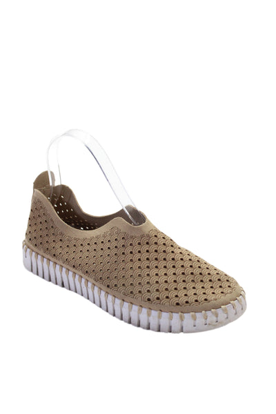 Ilse Jacobsen Womens Laser Cut Stitch Detail Printed Flats Shoes Brown Size 6