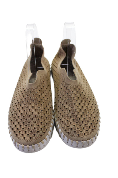Ilse Jacobsen Womens Laser Cut Stitch Detail Printed Flats Shoes Brown Size 6