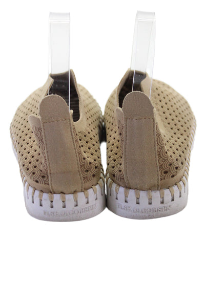 Ilse Jacobsen Womens Laser Cut Stitch Detail Printed Flats Shoes Brown Size 6