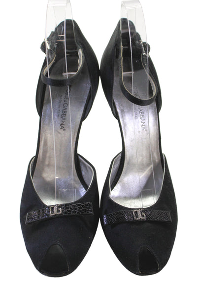Dolce and Gabbana Womens Leather Suede Stiletto High Heels Black Size 9