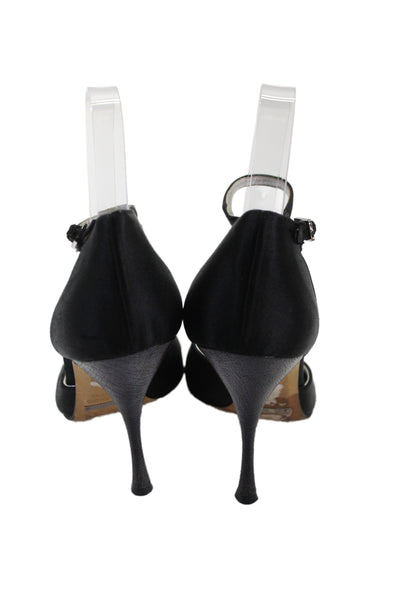 Dolce and Gabbana Womens Leather Suede Stiletto High Heels Black Size 9