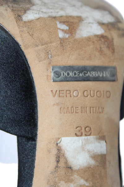 Dolce and Gabbana Womens Leather Suede Stiletto High Heels Black Size 9