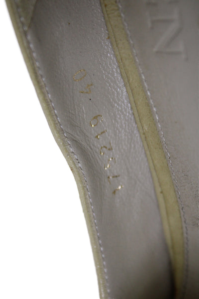 Alexander McQueen Womens Leather Polka Dot Wooden Platform Heels Beige Size 10