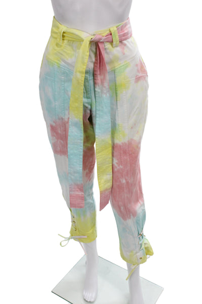 Love Shack Fancy Womens Multicolor Tie Dye Ankle Pants 100% Cotton Size 4
