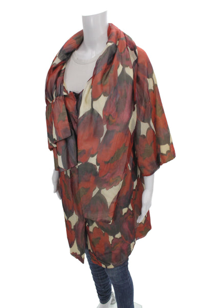 Moschino Womens Kimono Cape Multicolor Floral Silk 3/4 Sleeve Size 42