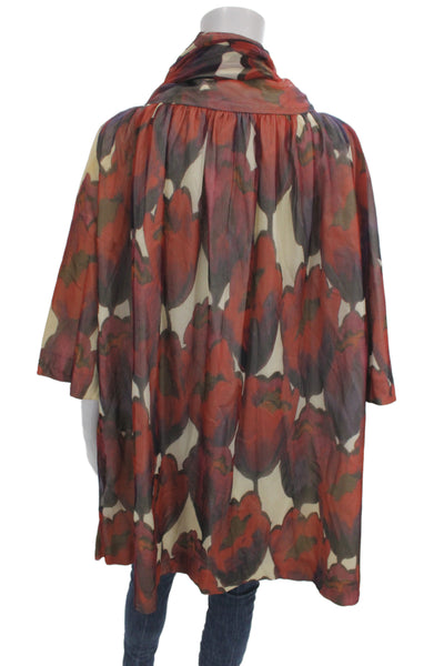 Moschino Womens Kimono Cape Multicolor Floral Silk 3/4 Sleeve Size 42