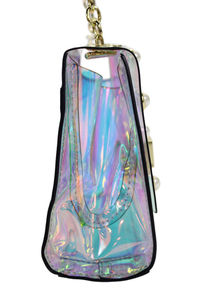ZAC Zac Posen Womens Clear Iridescent Faux Pearl Mini Crossbody Handbag