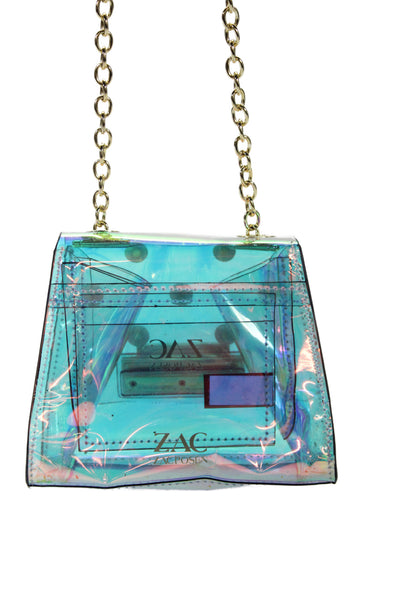 ZAC Zac Posen Womens Clear Iridescent Faux Pearl Mini Crossbody Handbag