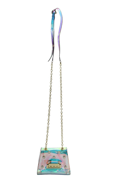ZAC Zac Posen Womens Clear Iridescent Faux Pearl Mini Crossbody Handbag