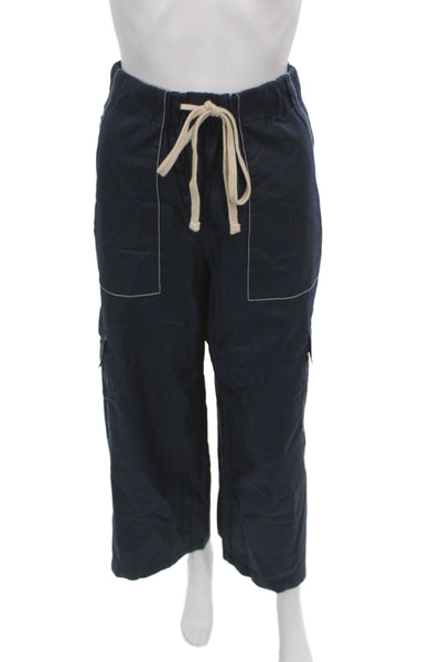 Banana Republic Women Ankle Cargo Pants Blue Drawstring Size M