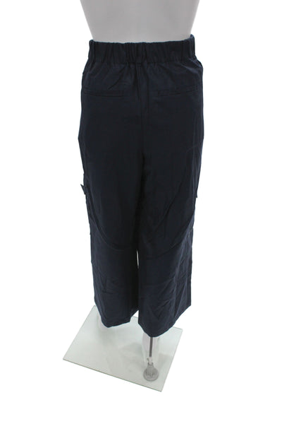 Banana Republic Women Ankle Cargo Pants Blue Drawstring Size M