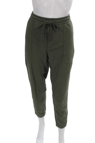 Athleta Womens Cotton Drawstring Tied Jogger Sweatpants Green Size L