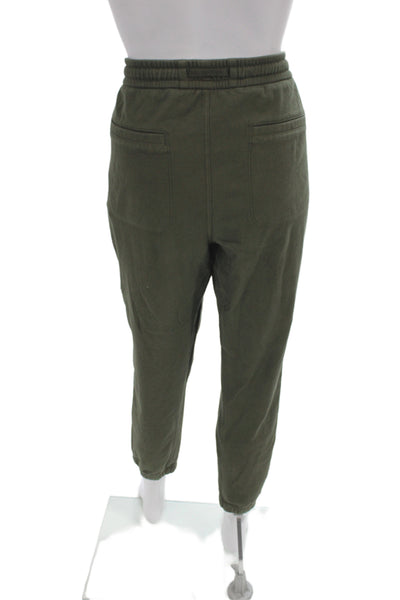 Athleta Womens Cotton Drawstring Tied Jogger Sweatpants Green Size L