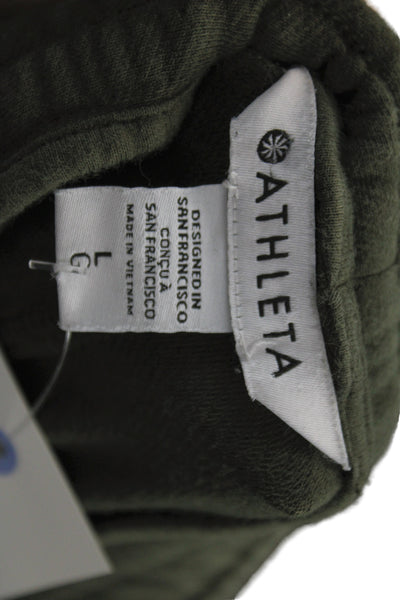 Athleta Womens Cotton Drawstring Tied Jogger Sweatpants Green Size L