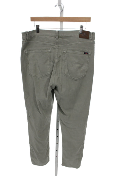Faherty Men Chino Pants Green Cotton Button Solid Size 36