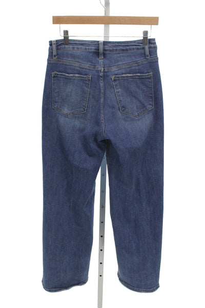 Vervet Women Wide Leg Jeans Blue Mid Rise Button Cotton Casual Size 28