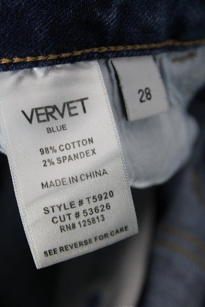 Vervet Women Wide Leg Jeans Blue Mid Rise Button Cotton Casual Size 28