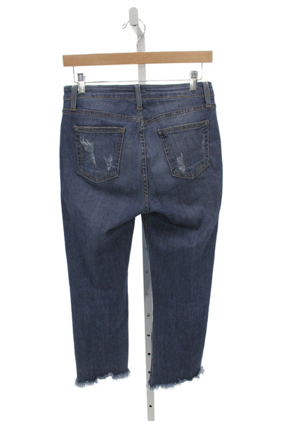 Just Black Womens Cropped Blue Mid Rise Jeans Size 27