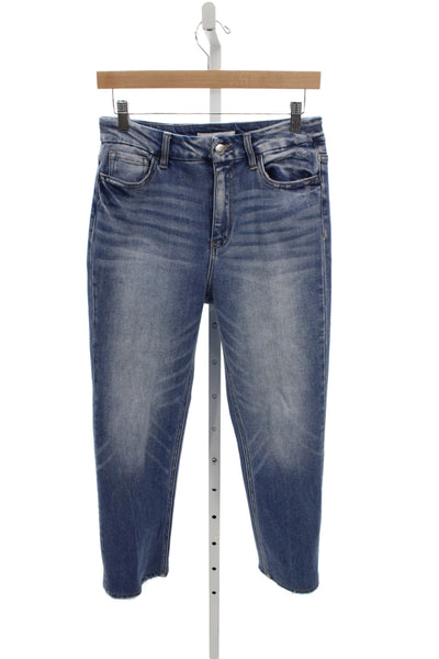 Flying Monkey Womens Cropped Blue Mid Rise Cotton Jeans Size 28