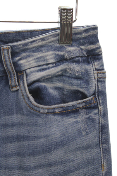 Flying Monkey Womens Cropped Blue Mid Rise Cotton Jeans Size 28